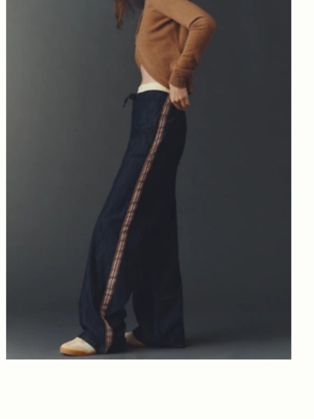 NWT MAEVE PULL-ON HIGH-RISE WIDE-LEG TRACK PANTS size Medium